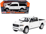2019 RAM 1500 Laramie Crew Cab Pickup Truck White Timeless Legends Series 1/24 Diecast Model Car by Motormax