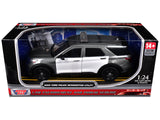 2022 Ford Police Interceptor Utility Gray Metallic with White Doors Builders Kit with Flashing Light Bar and Front and Rear L