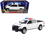 2019 RAM 1500 Laramie Crew Cab Pickup Truck White with Flashing Light Bar and Front and Rear Lights and Sounds 1/27 Diecast Mode