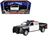 2017 Chevrolet Silverado 1500 LT Z71 Crew Cab Pickup Truck Black and White with Flashing Light Bar and Front and Rear Lights and