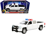 2017 Chevrolet Silverado 1500 LT Z71 Crew Cab Pickup Truck White with Flashing Light Bar and Front and Rear Lights and Sounds 1/