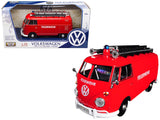 Volkswagen Type 2 (T1) Fire Van Feuerwehr Red 1/24 Diecast Model Car by Motormax