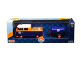 Volkswagen Service Pickup Truck with Plastic Oil Tank Gulf Oil 1/24 Diecast Model Car by Motormax