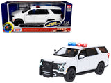 2025 Chevrolet Tahoe PPV White Builders Kit with Flashing Light Bar and Front and Rear Lights and Sounds 1/24 Diecast Model C