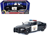 2023 Dodge Charger Pursuit Police Car California Highway Patrol (CHP) Black and White with Flashing Light Bar and Front and Re