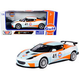 Lotus Evora GT4 #41 Gulf Oil Light Blue with White and Orange Stripes 1/24 Diecast Model Car by Motormax