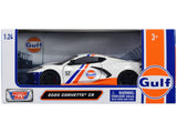 2020 Chevrolet Corvette C8 #52 White and Light Blue with Stripes Gulf Oil Gulf DieCast Collection 1/24 Diecast Model Car by