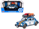 1966 Volkswagen Beetle Off Road #1718 Blue Metallic and White with German Flag Stripes and Roof Rack Accessories 1/24 Diecast Mo