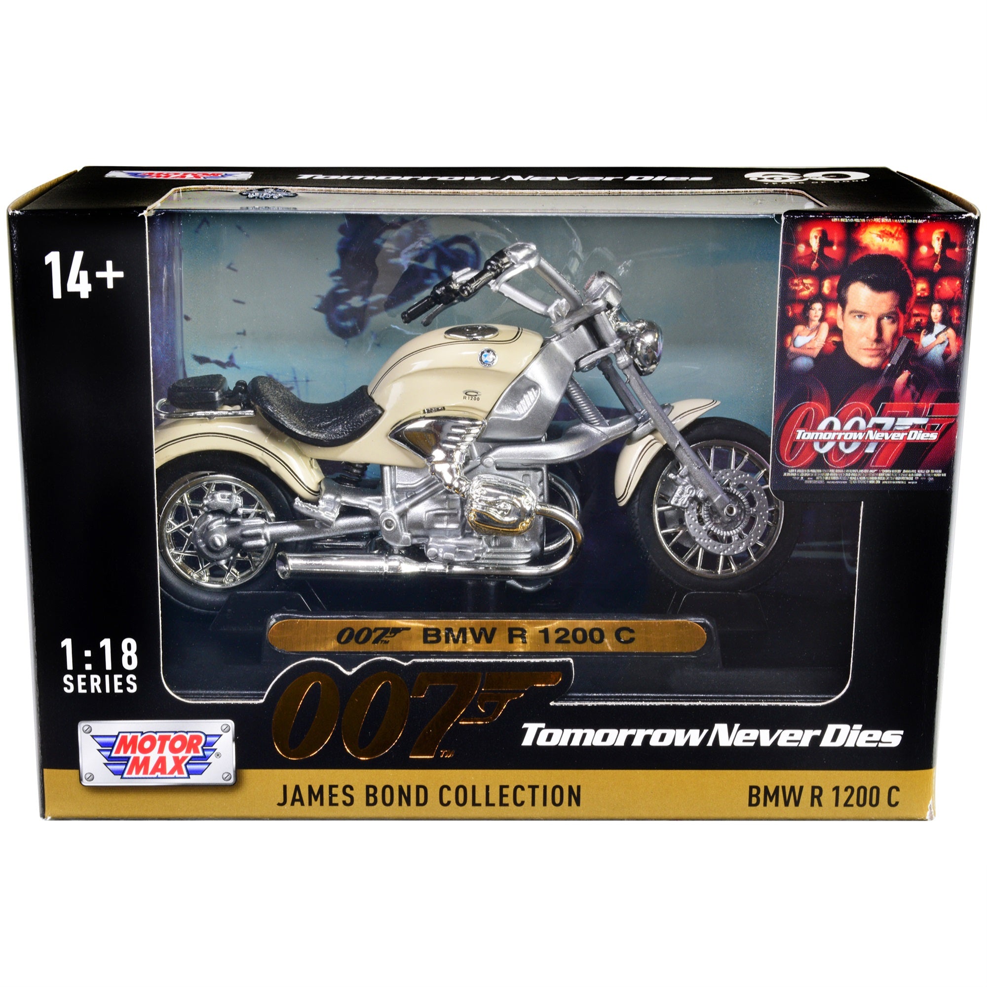 Bmw R 1200 C Motorcycle Cream James Bond 007 Tomorrow Never Dies (1997) Movie James Bond Collection Series 1/18 Diecast