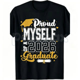 Class of 2026 Graduate "Proud Mom" T-Shirt – Senior 2025-2026 Graduation Design, Premium 100% Cotton Unisex Milestone Top, Soft Lived-In Heavyweight High School & College Fan Shirt, Made in USA