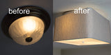 Moderne Flush Mount Conversion Kit 16"w Rounded Corner Square Oatmeal Drum Shade
