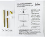 Moderne Flush Mount Conversion Kit 18"w White Linen Shallow Drum Lampshade