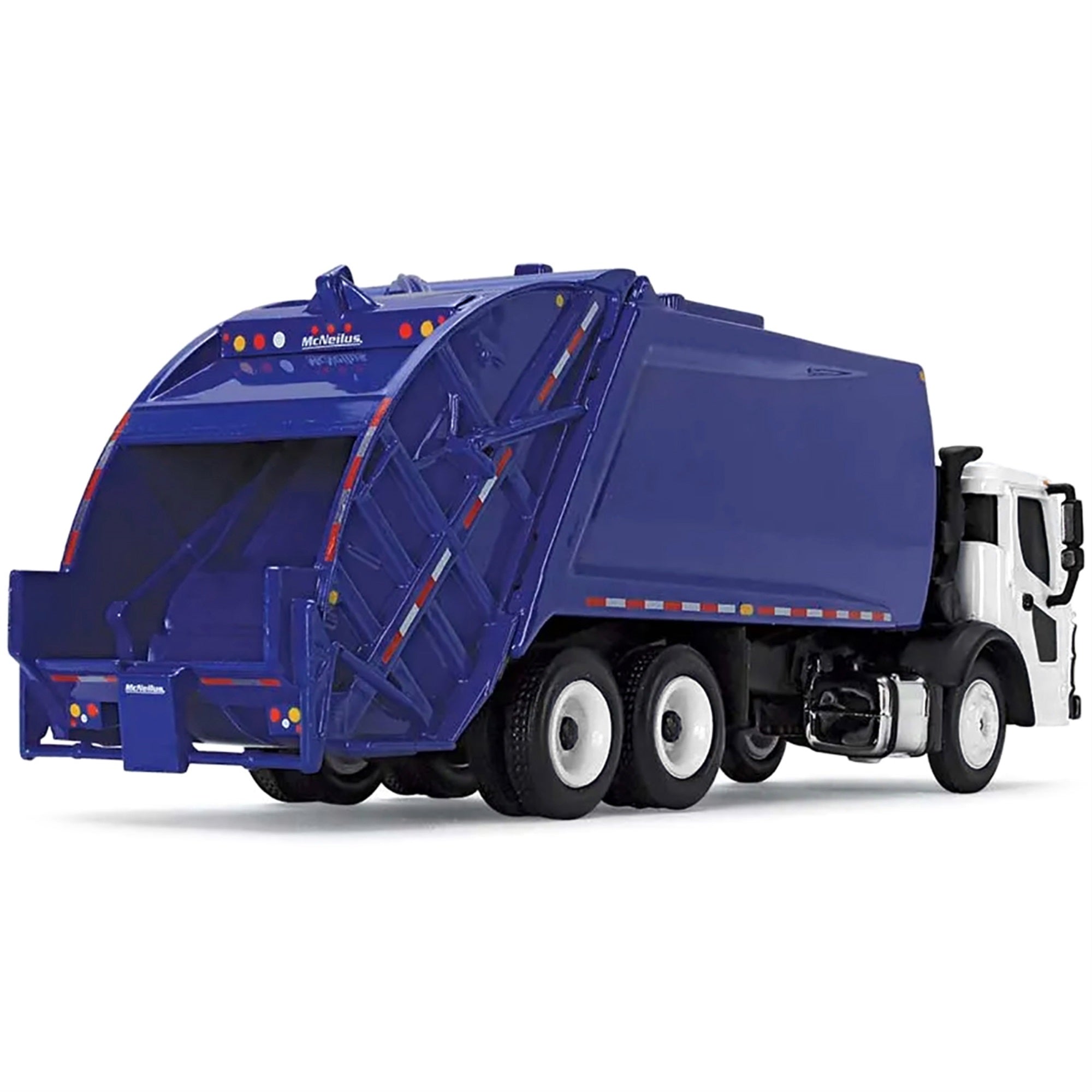 Mack Lr With Mcneilus Rear Load Refuse Body Blue And White 1/87 (Ho) Diecast Model By First Gear