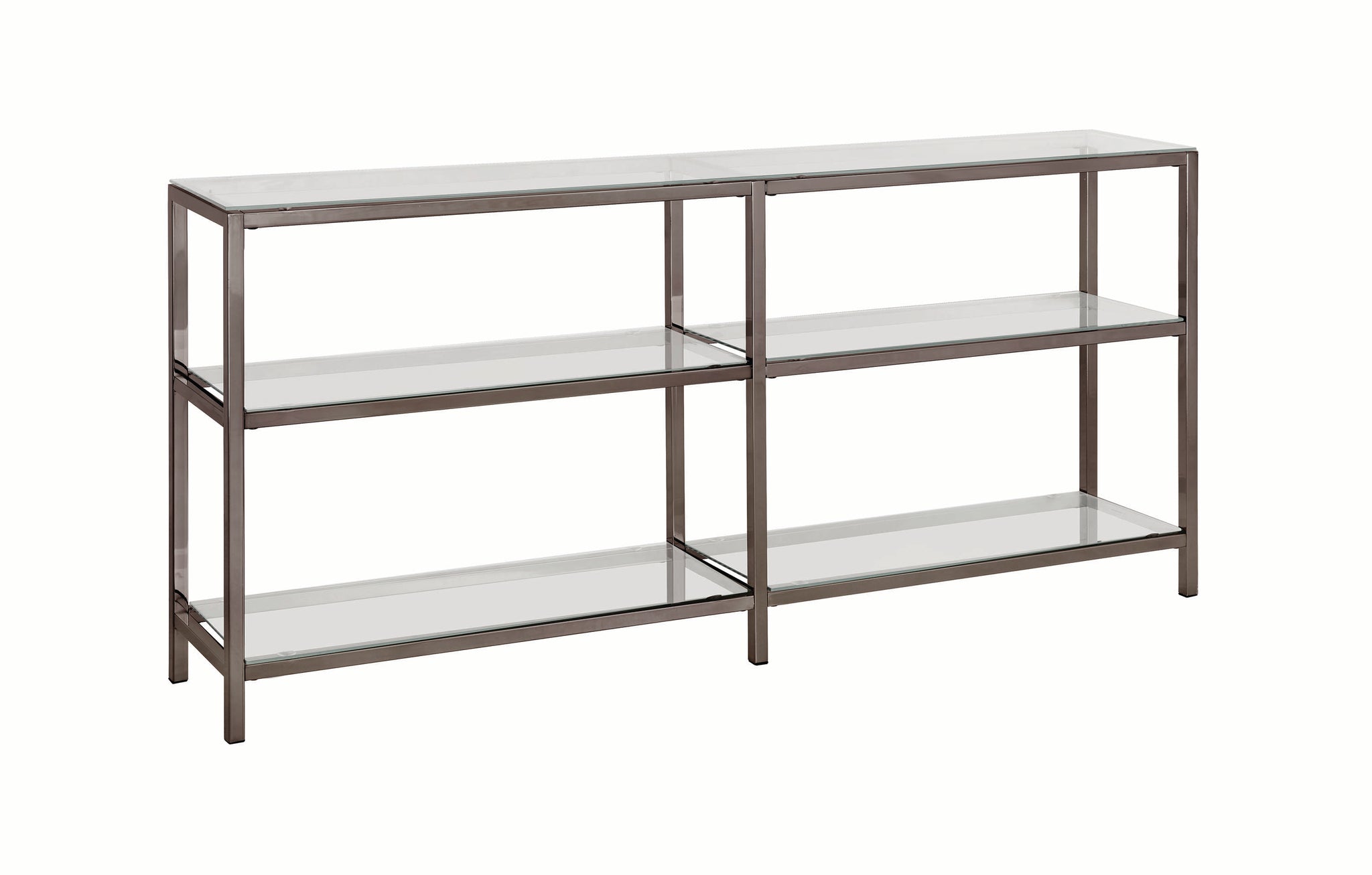 Coaster Furniture Book Case Coaster Contemporary Black Nickel Finished Two Tier Metal Bookcase/Console With Glass Shelves 801018
