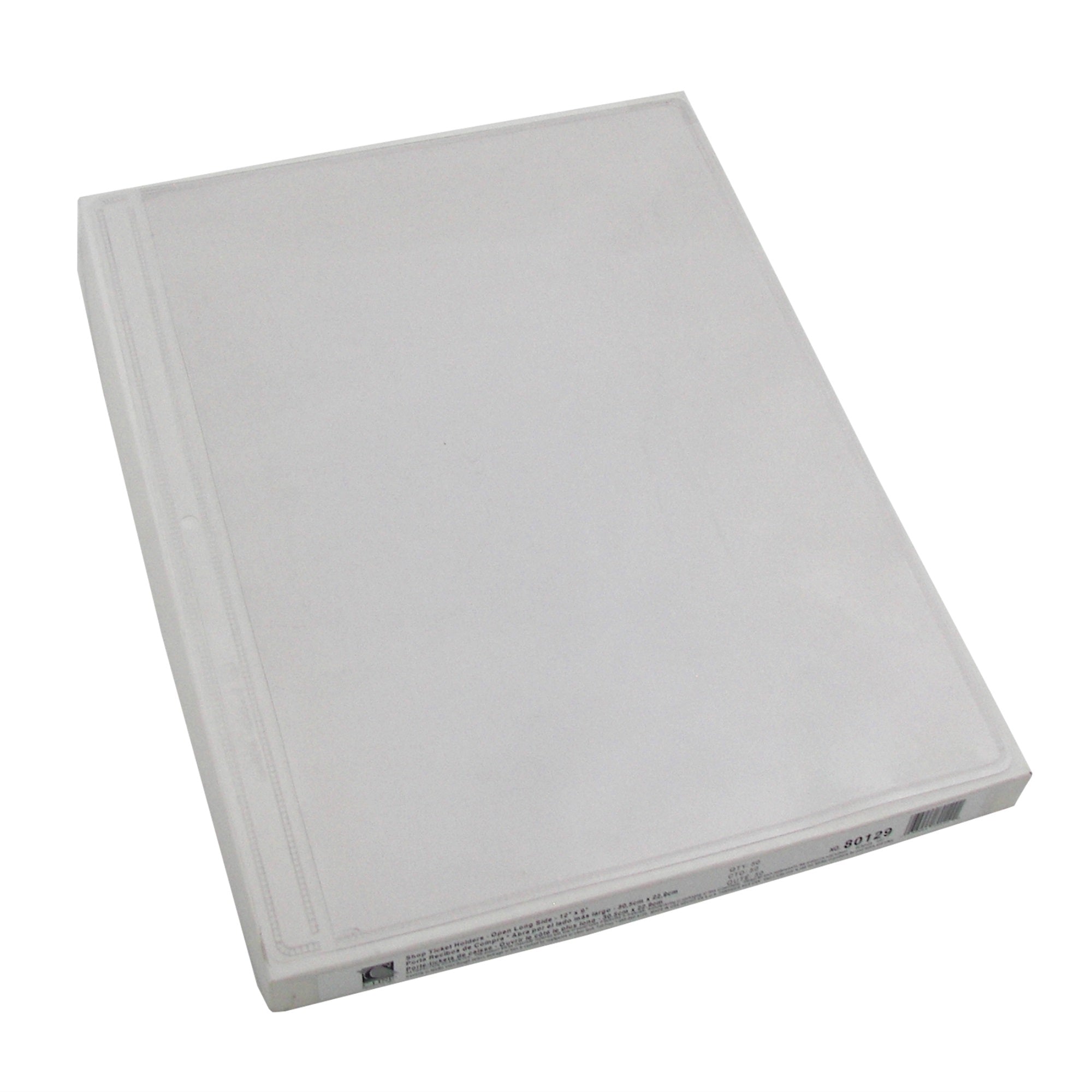 Shop Ticket Holders, Welded Vinyl, Both Sides Clear, Open Long Side, 12 X 9, 50/Bx, 80129