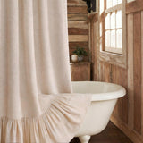 XOGUIBO Stall 60 Inch Farmhouse Shower Curtain with Ruffle Hem Linen Beige Shower Curtains for Bathroom Country Vintage Rustic N