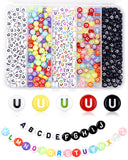 FIVEIZERO 500PCS Letter U Beads, 4x7mm Colored Round Acrylic Alphabet Beads for Friendship Bracelet Making and DIY Crafts