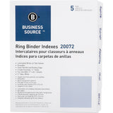 Business Source 3Ring Plain Index Divider Set of 5 Tabs White ( Package May vary )