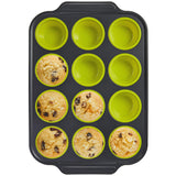 BRONYPRO Silicone Muffin Pans for Baking with Metal Frame, Egg Bite Maker Silicone Molds, Cupcake Pans 12 Regular Size, Muffin T