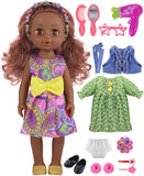 GAGAKU Black Doll for Girls, 14 Black Dolls Set for Toddlers Kids 1 2 3 4 5 6 Years Old, Black Girl Baby Doll with Hair to Comb,