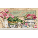DIMENSIONS 35204 Flowers of Paris Counted Cross Stitch Kit, Beige Aida, 14 x 8, By the yard, Beige, 14 Count