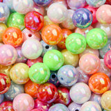 BERMRO 16mm Acrylic Beads Ab Rainbow Color Bubblegum Bead 100pcs Loose Space Beads for DIY Earrings Bracelet Necklace and Any Ot