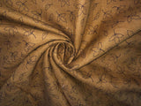 100% Linen 60 Lea Fabric Mustard Brown Leaf Motif Print 58 Wide Amazing for Shirting and Summer wear [17145]