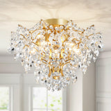 WUZUPS 5-Light Crystal Chandelier Flushmount Ceiling Light Modern Lighting Fixture for Bedroom Hallway Bar Kitchen Bathroom, H 1