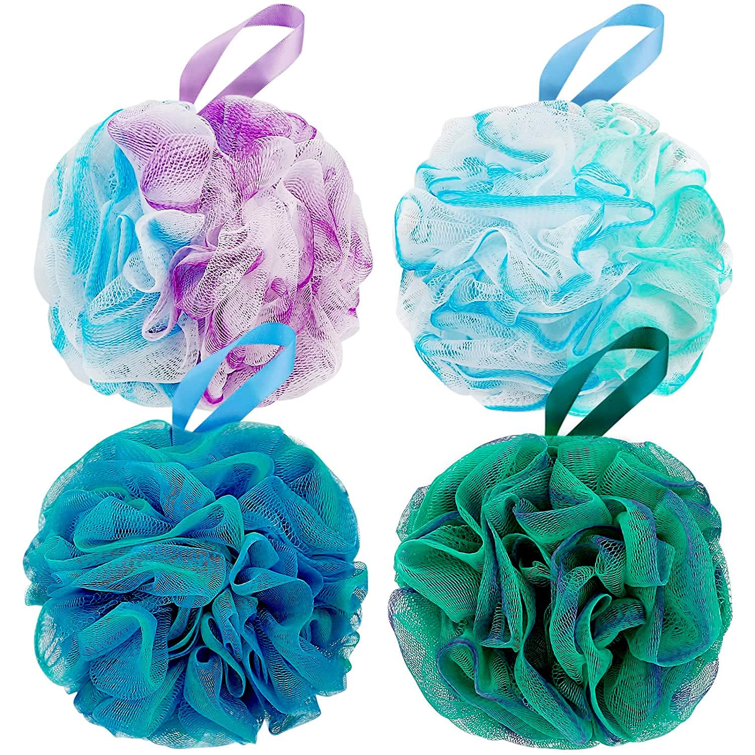 Dadymart Bath Shower Loofah Sponge 60G Bath Mesh Pouf Shower Ball Body Scrubber Exfoliating Bath Sponge For Women And Men, Set O