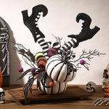 Daifunli Halloween Table Centerpieces Decorations Witch Boot and Pumpkin Artificial Flowers Halloween Tabletop Decorations for H