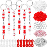 Landical 564 Pcs Baseball Keychain Making Kit DIY Baseball Bead Key Chain Craft Adjustable Sport Letter Bead Charm Sport Theme P