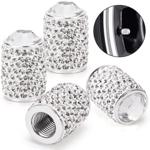 Tobequeen Bling Tire Valve Caps, 4 Pack Handmade Crystal Rhinestone Tire Caps Universal Bling Car Accessories For Women Dustproo