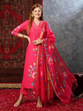 Anni Designer Women'S Cotton Blend Straight Printed Kurta With Pant & Dupatta (Sanskrit Rani-Jl_Xxl_Pink_Xx-Large),Pink,2XL,,,
