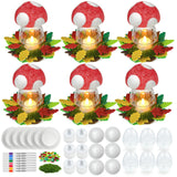 Cinrobiye 6 Set Fall Craft Kits, DIY Fall Mushroom Candle Light Craft Kit Autumn Table Centerpiece Decorations Party Goodie Bag 