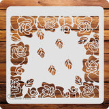 Kachi Pencil Rose Design Art and Craft Stencils for Painting, Size 6 x 6 inch Reusable Stencil for Painting, Fabric, Glass, Wall