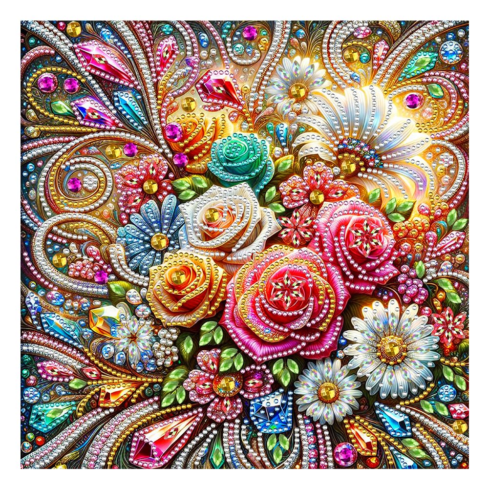 FHBUBPUP Flower Diamond Art Painting Kits for Adults, 5D Special Shape Diamond Art for Beginners, Rhinestones Gem Art Craft Home