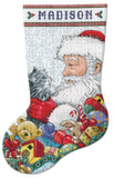 Tobin Santa with Kitten Counted Cross Stitch Stocking Kit, Multicolor