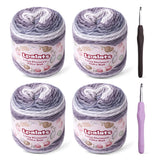 Lpalats Ombre Yarn for Crocheting - 4x100g Soft 60% Cotton 40% Acrylic Yarn - 962 Yds Gradient Cake Yarns for Knitting Shawls Bl