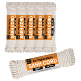 Sash Cord - Cotton and Nylon Rope - 1/4 Inch x 100 Ft - White Cotton with Nylon Core - Window Sash, Clothesline, Low Stretch Cor