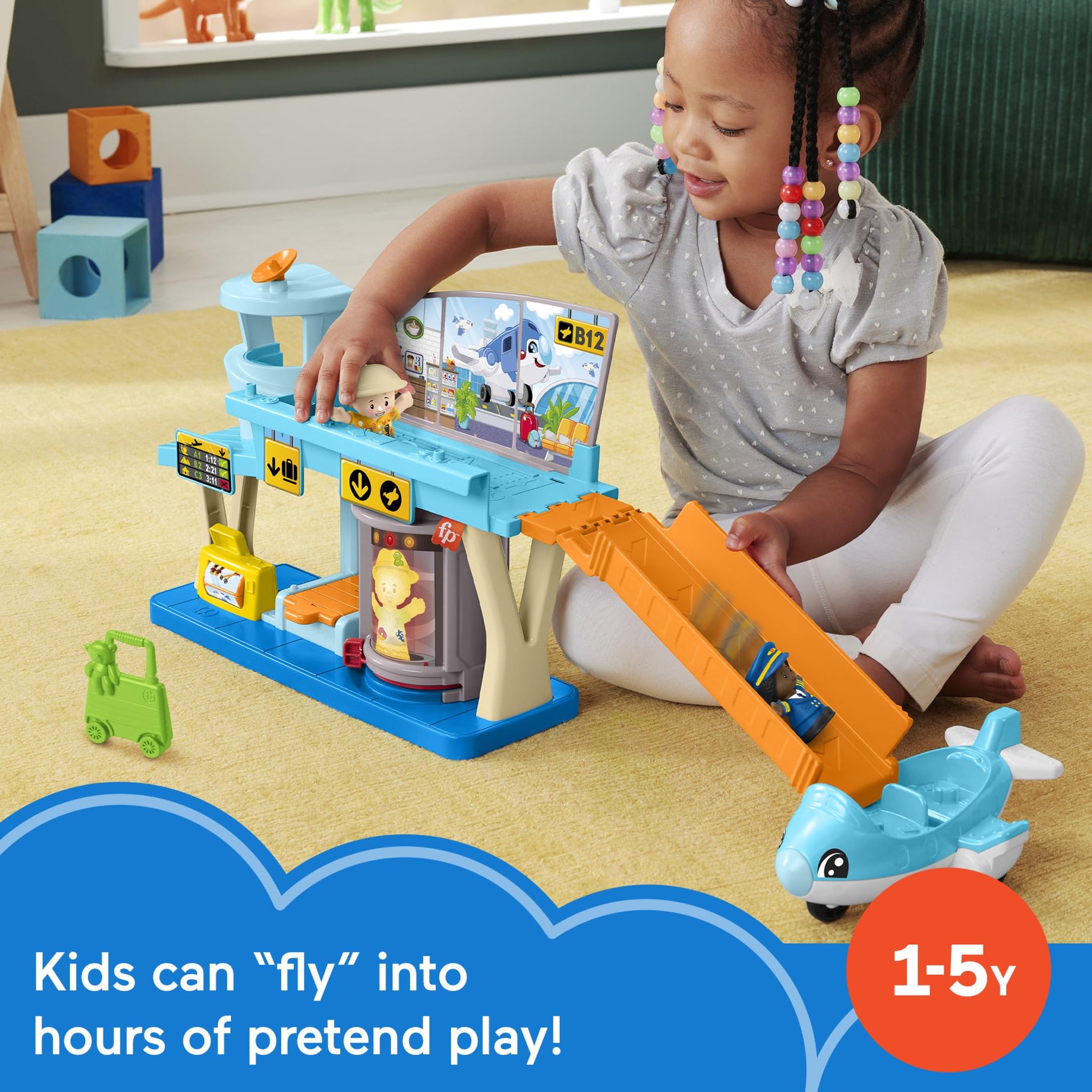 Fisher-Price Little People Toddler Toys Everyday Adventures Airport Playset With Airplane For Preschool Pretend Play Ages 1+ Yea