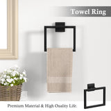 10-Pieces Matte Black Bathroom Accessories Set, 23.6 Inch Bath Towel Bar Set, SUS 304 Stainless Steel Bathroom Hardware Set, Tow