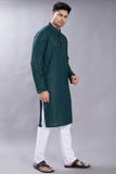 Divisive Men'S Embroidered Cotton Blend Only Slim Fit Kurta (Dkrt384_M_Dark Green)