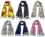 Fusfus WomenS Printed Chiffon Scarves And Stoles, Free Size(Multicolour, Fs1884) Pack Of 6 (Multicolor1)