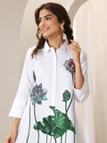 Libas Women'S Cotton Blend Floral Straight Tunics (98185_White_S)
