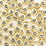 Yiizzxin 200Pcs Round Ancient Gold Letter P Beads,4x7mm Flat Letter-P Bead for Bracelets,Alphabet Beads for Jewelry Making DIY N