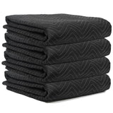 JourneyO Padded Packing & Moving Blankets 4 Pack Deluxe Quality 80 x 72 inch Furniture Shipping Pads for Moving and Storage-Blac
