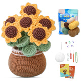 Picknmake Flower Pot Crochet Kit For Beginners Adults Kids Diy Sunflower Amigurumi Crochet Starter Kit With Yarn Crochet Hooks P