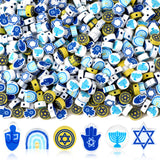 SEPGLITTER 300pcs Hanukkah Polymer Clay Beads Chanukkah Dreidel Menorah Clay Spacer Beads for Hanukkah Jewelry Making DIY Bracel