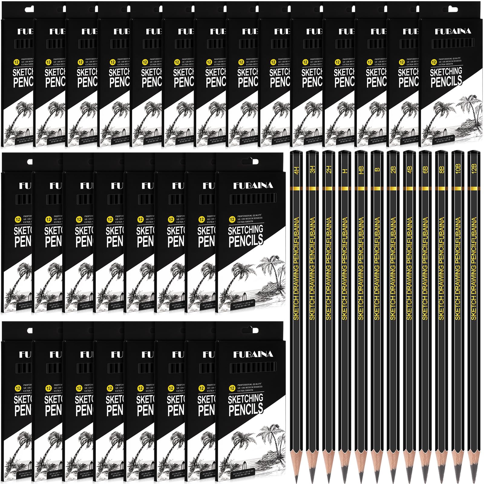 Humyoun 360 Pcs Drawing Sketching Pencil Set Professional (12b - 4h) Graphite Charcoal Gift Bulk for Artists Beginners, Pro Arti