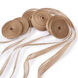 Pandahall 6 Rolls Natural Burlap Fabric Ribbon 3 Sizes Tan Jute Linen Ribbon Ribbon Rolls for Crafts Gift Wrapping Wreath Weddin